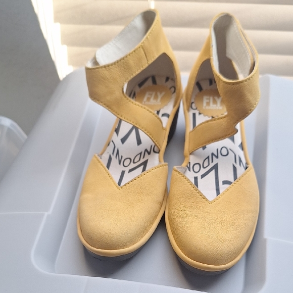 Fly London Shoes - Fly London Yellow Leather Wedge Sandals Women Size 38